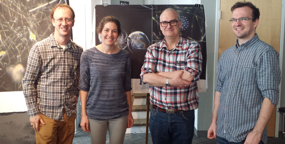 Part of the EAPS Earth Day crew. From left: Chris Follett, Emily Zakem, Mick Follows and Jon Lauderdale (Credit: Lauren Hinkel)