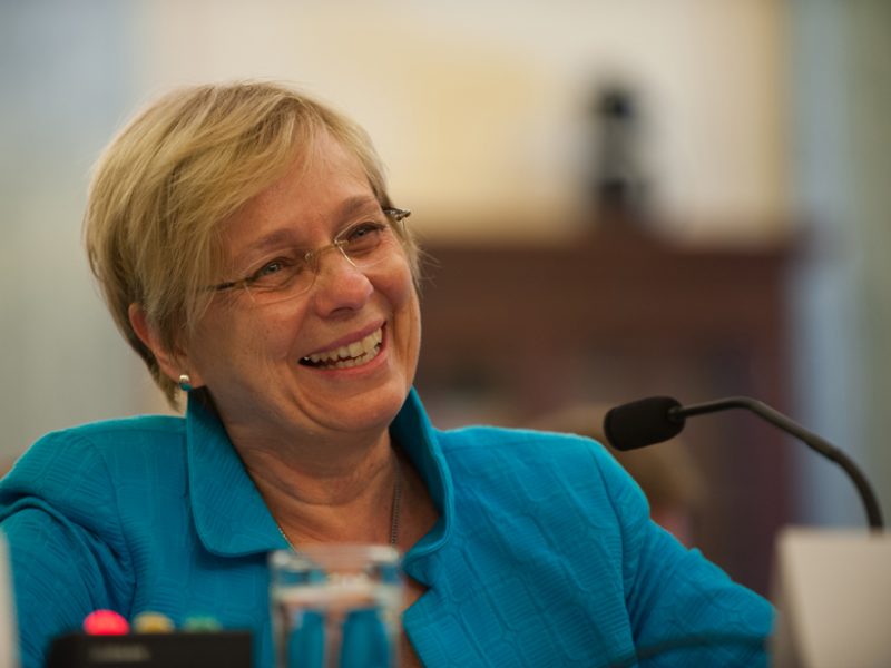 Susan Avery, former president and director of the Woods Hole Oceanographic Institution, joins the ExxonMobil board of directors on 1 February. Here Avery testifies before the U.S. Senate Committee on Commerce, Science and Transportation’s Subcommittee on Oceans, Atmosphere, Fisheries, and Coast Guard in June 2013. (Credit: AOB Photo, © Woods Hole Oceanographic Institution)