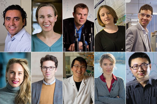 Top row, left to right: Yuriy Roman, Katharina Ribbeck, Bradley Olsen, Noelle Selin, and John Hart. Bottom row, left to right: Polina Anikeeva, Nuno Loureiro, Timothy Lu, Jessika Trancik, and Xuanhe Zhao.